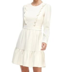 Gal Meets Glam Hayley Mini Ruffle Dress Cream NWT Size 8